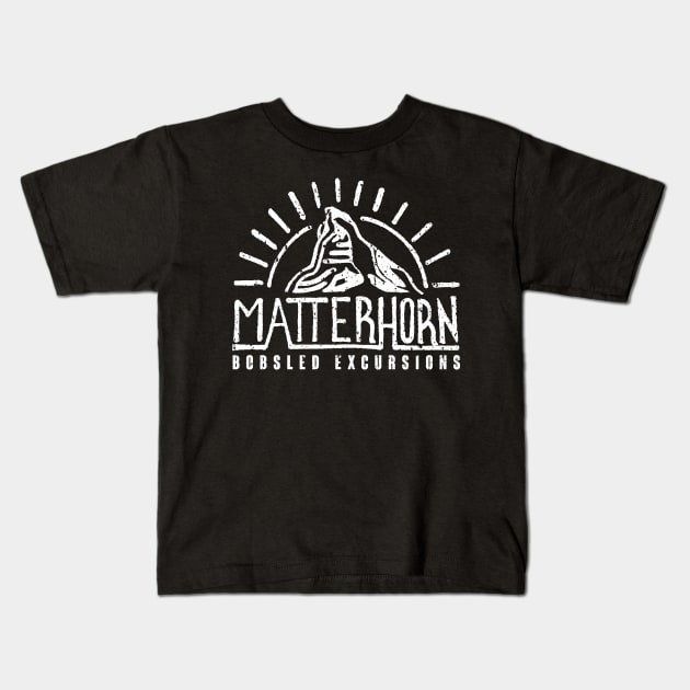 Matterhorn Bobsled Excursions Kids T-Shirt by plaidmonkey